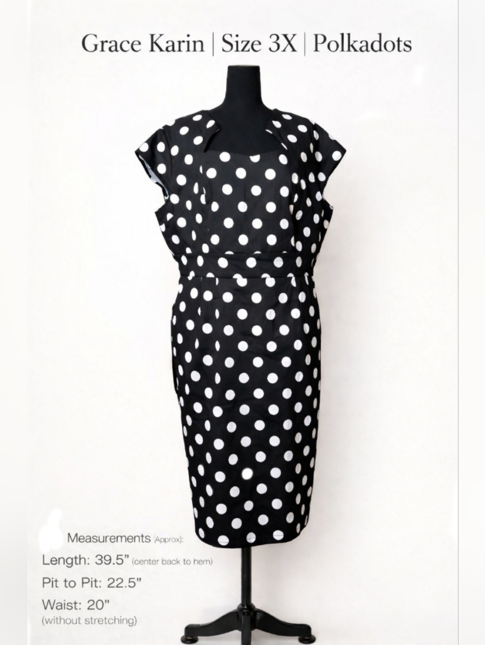 Grace Karin Polka Dot Sheath Dress – NWT – Labeled 3X (Fits XL–0X)